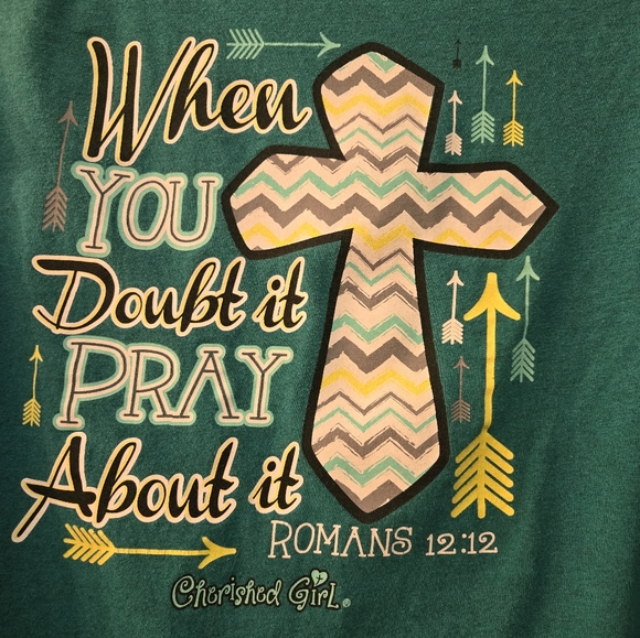 Cute, turquoise, short sleeve inspirational graphic t shirt. Worn once. X small - Picture 3 of 3